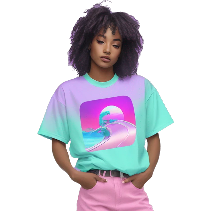 Vaporwave person dancing Skater fashion aesthetic baggy clothes graphic t shirt 420 emoji