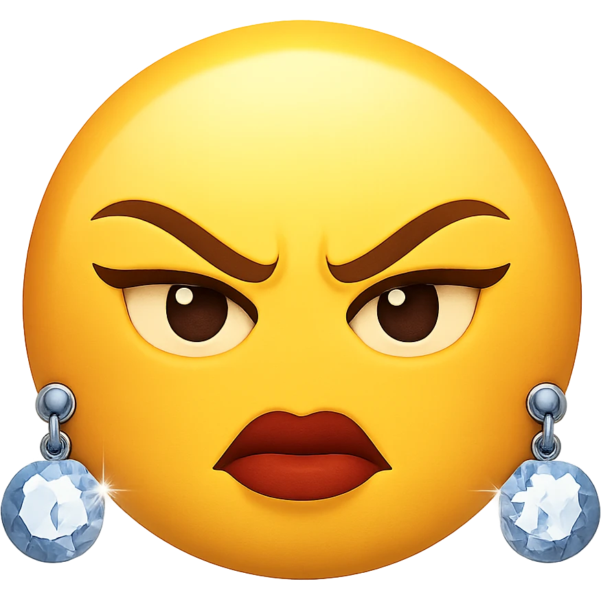 slay emoji, sparkling earrings, fierce and fashionable emoji