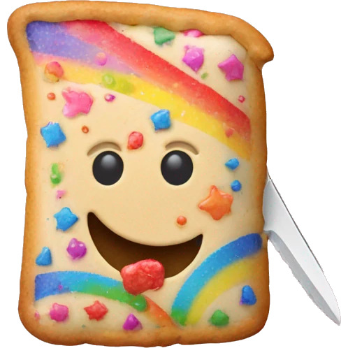 Rainbow poptart with a knife emoji