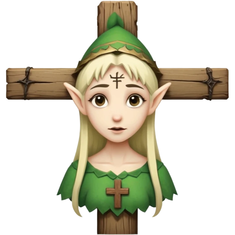 Elf getting crucified on cross emoji