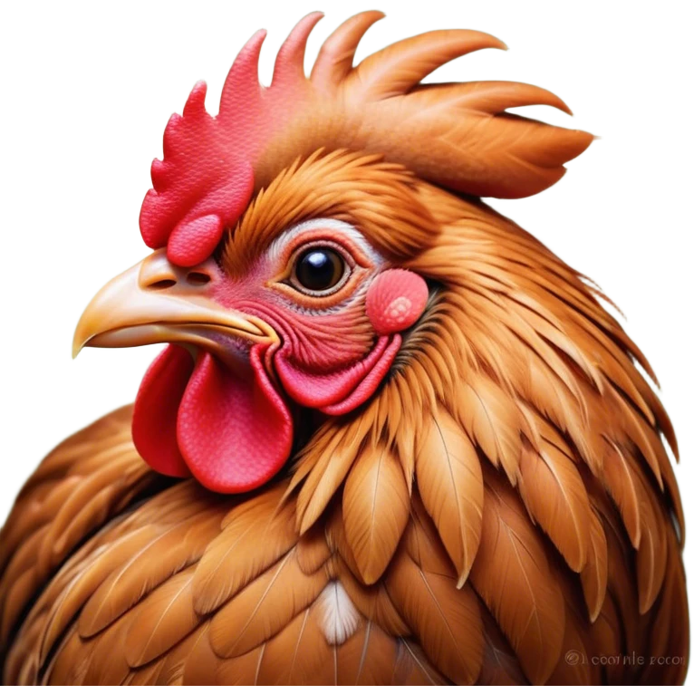 Meme-Worthy Cute Sleeping Brown Rooster Portrait Emoji, Head resting peacefully with a contented smile, showcasing a robust build and a luxuriously soft brown plumage, eyes shut in a serene, restful nap, Simplified yet hilariously adorable features, highly detailed, glowing with a soft, drowsy light, high shine, relaxed and utterly lovable, stylized with an air of playful laziness, bright and heartwarming, soft glowing outline, capturing the essence of a comically sleepy rooster, so meme-worthy it feels like it could instantly become the next viral sensation of adorable slumber! emoji