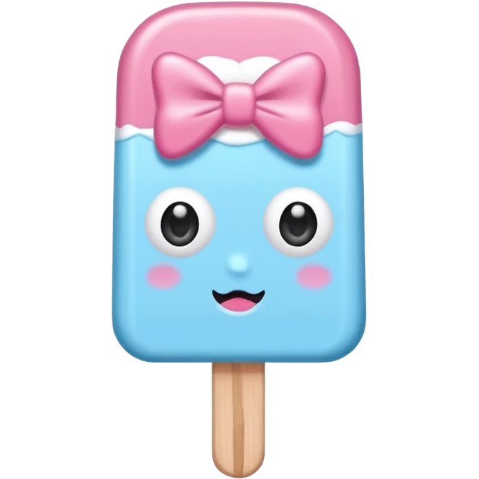 monochrome popsicle with eyes and head bow emoji