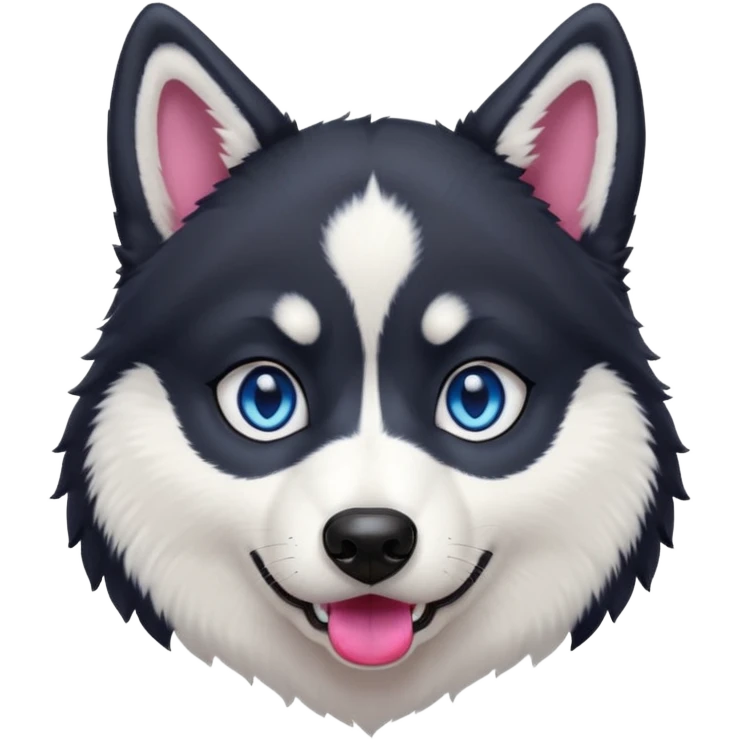 Dark black Husky with blue eyes with a very judgemental look on his face emoji