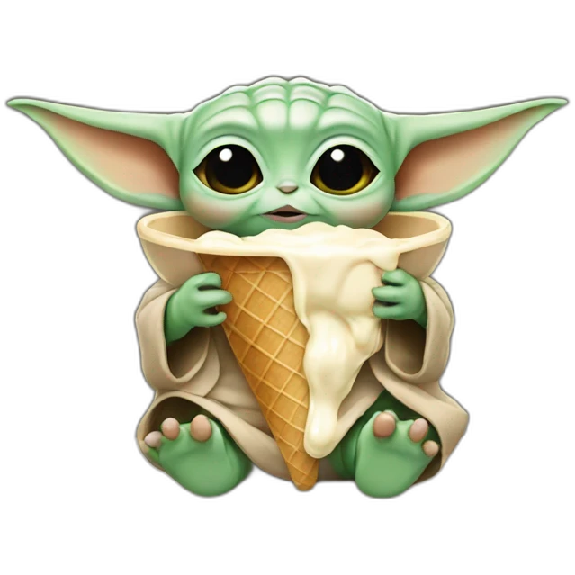 Baby yoda eating ice cream emoji