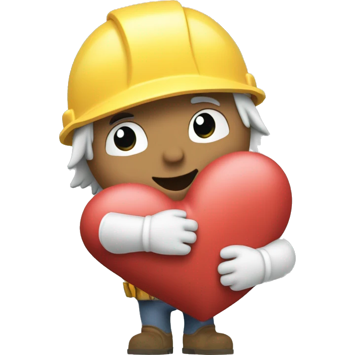 white bob the builder hugging a heart from the side emoji