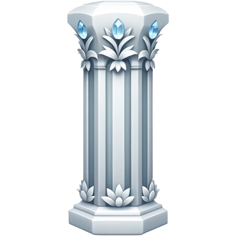 generate beautiful white crystal pillar intricate front view more beautiful with flowers wrapping around the pillar  emoji