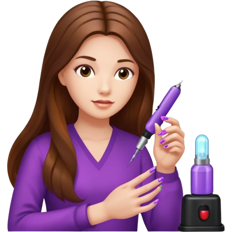 lady doing nails with uv lamp emoji
