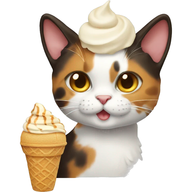 Icecream with calico cat emoji