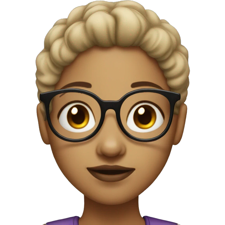 A light skin girl with 4a hair with glasses and a nose piercing  emoji