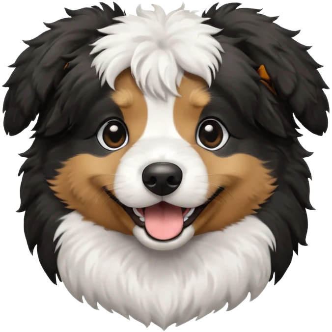 Mini Black and White Aussie-Doodle mix dog emoji