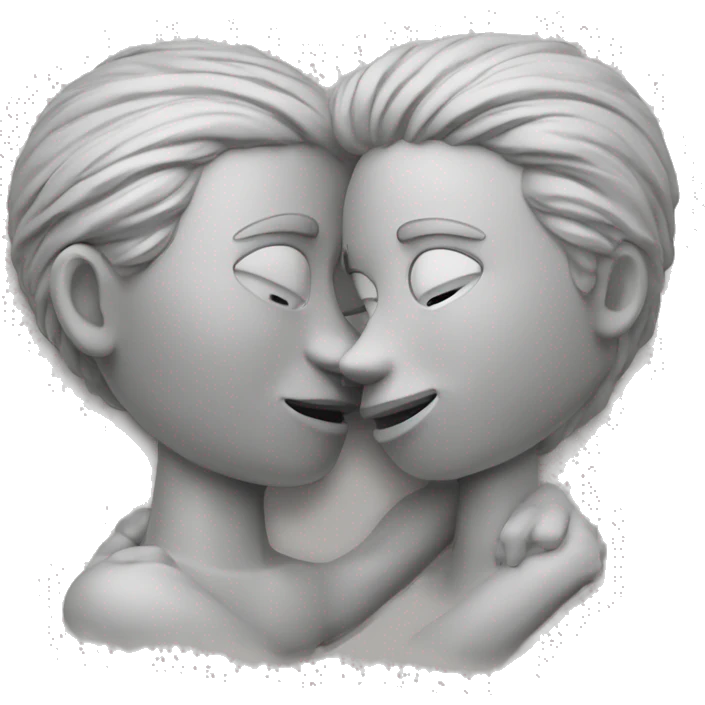 “Create an emoji depicting two figures in a close, passionate embrace, using abstract, intertwined shapes and curves to suggest intimacy without being explicit.” emoji