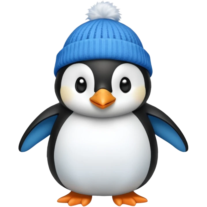 Penguin with blue beanie and blue shoes emoji