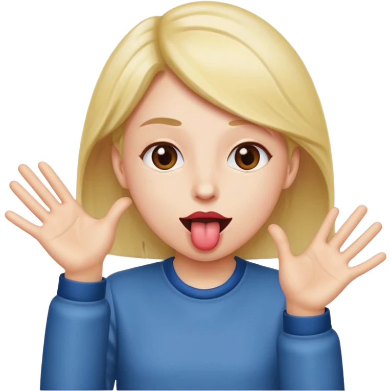 tongue out with hands to the side emoji