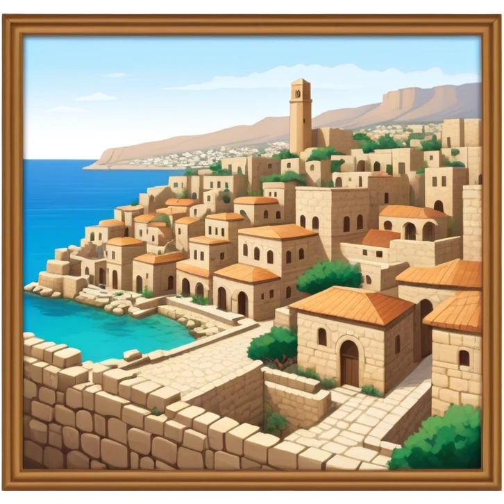 Byblos Old City Landmark Emoji – Portraying the historic stone houses, narrow streets, and Phoenician ruins. emoji