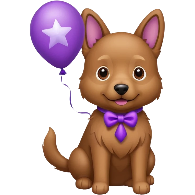 Dog hold purple star shape balloon emoji