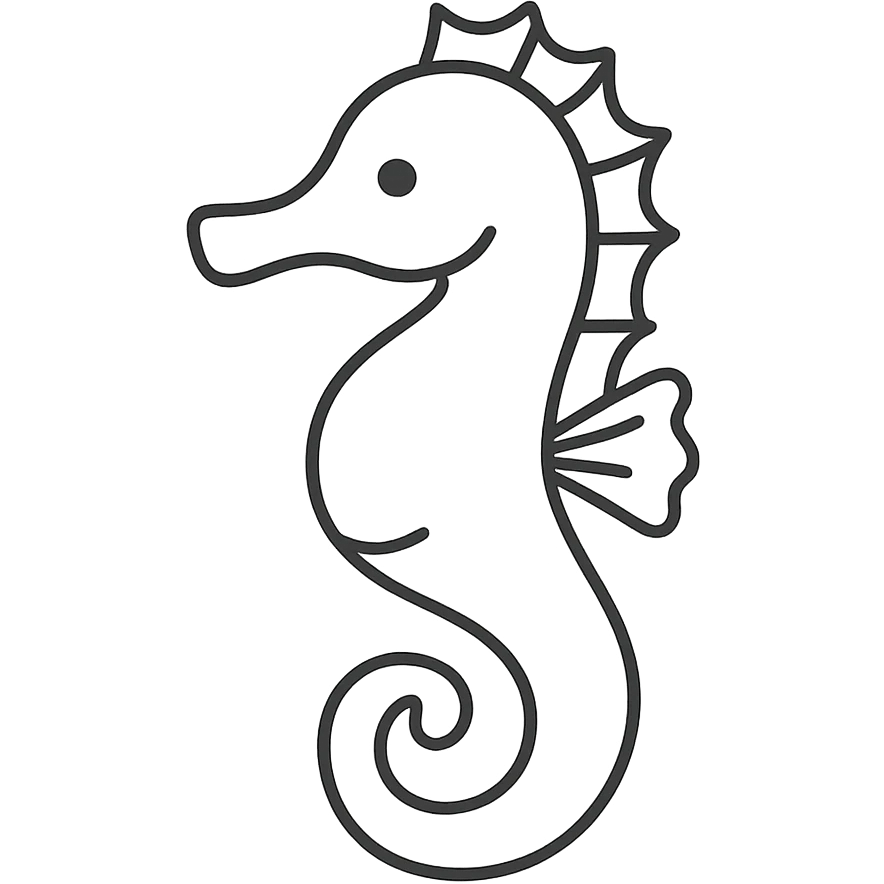 hand-drawn outlined seahorse icon emoji