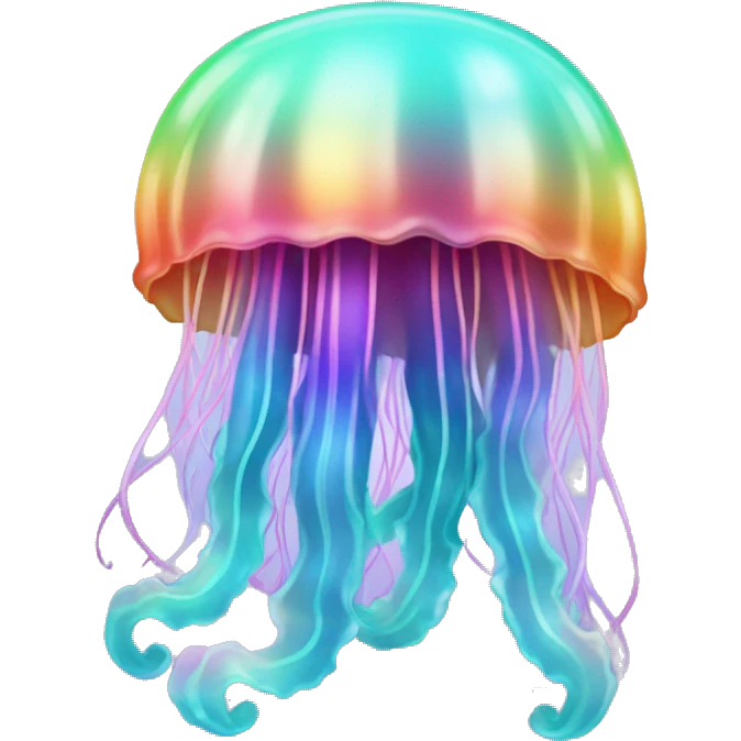 Gradient rainbow shimmery iridescent jellyfish emoji