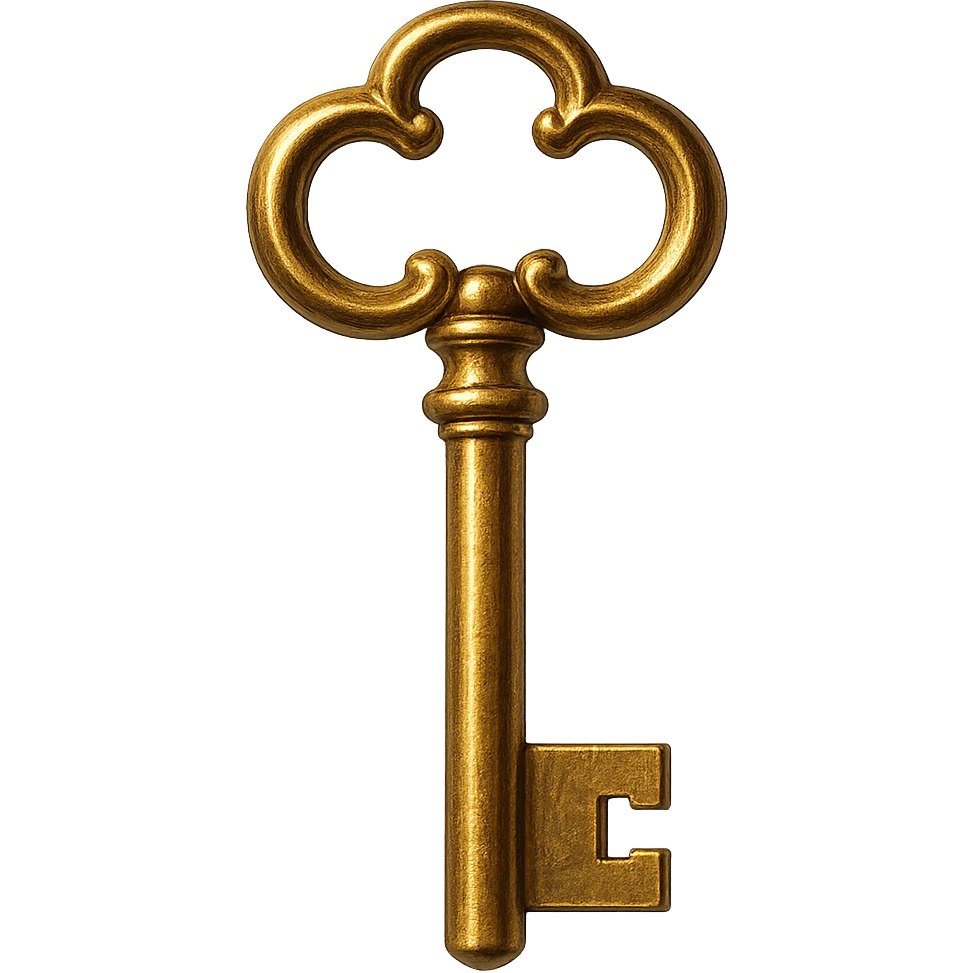 realistic golden key, detailed craftsmanship, light and shadow for metallic effect, premium style emoji
