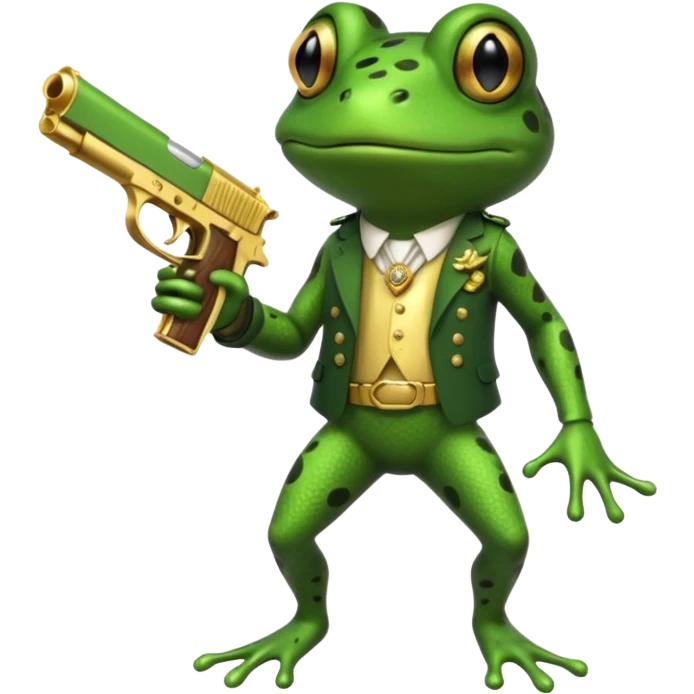 Frog holding akimbo pistols emoji