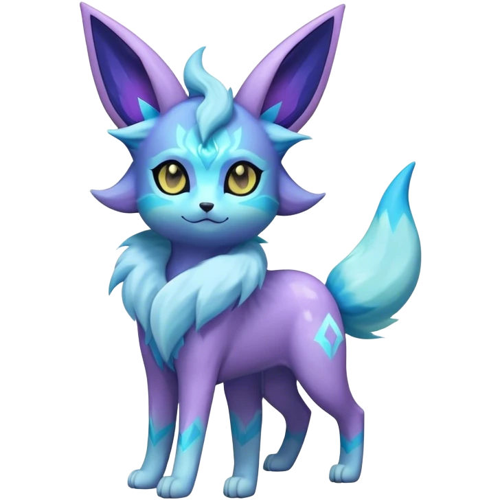 Fluffy celestial Glaceon-Espeon-Umbreon-hybrid, full body emoji