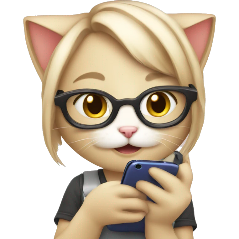 Kitty using her phone emoji