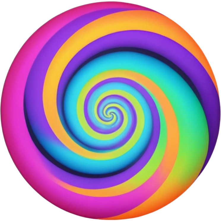 create  a Circular emoji, thin black outline, neon energy tornado vortex, clockwise glowing spiral, blue and green outer swirls, magenta and purple core, red inner arc, yellow-orange base glow, smooth gradients, psychedelic futuristic style, high saturation, intense glow, centered emoji