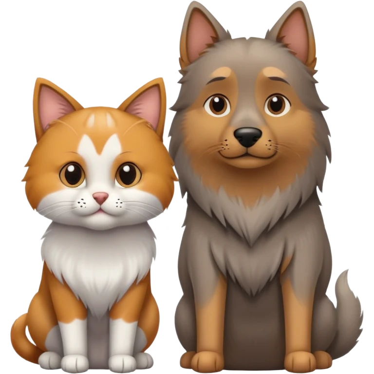 Tall dog small cat looking at each other emoji