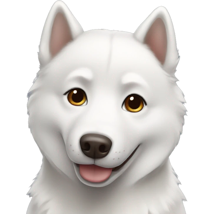 White husky with brown eyes smiling  emoji