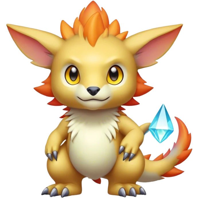 Cute cool colorful fantasy-Digimon-animal-hybrid full body emoji