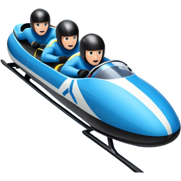 An icon featuring a sleek bobsled with athletes racing down an icy track at high speed, helmets on and bodies aligned for aerodynamics. The scene is set in a stunning snowy mountain valley with pine trees, spectators, and crisp blue sky. Transparent background captures the thrill of bobsleigh. emoji