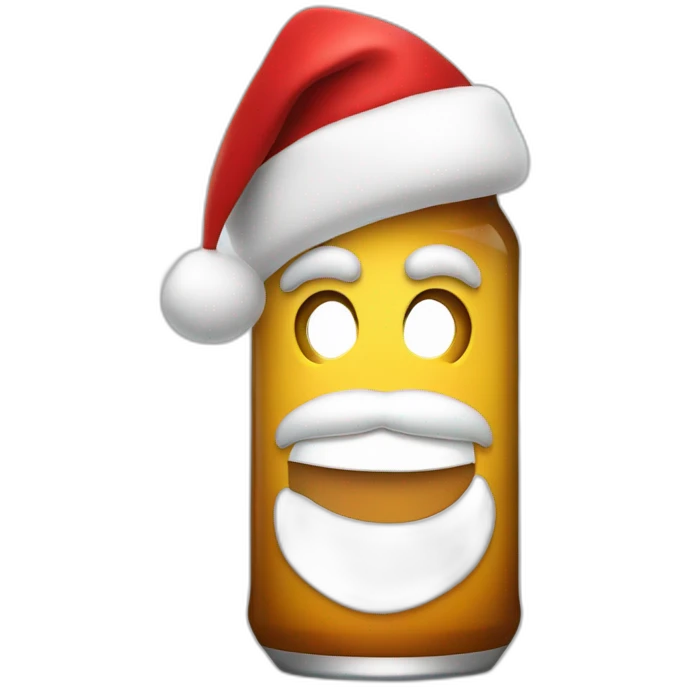 Bottle of beer with a santa hat emoji