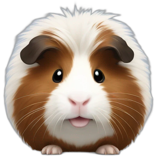 Fuzzy guinea pig, white and dark brown emoji
