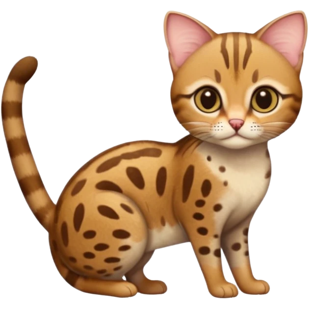 Rusty-spotted cat, full body emoji