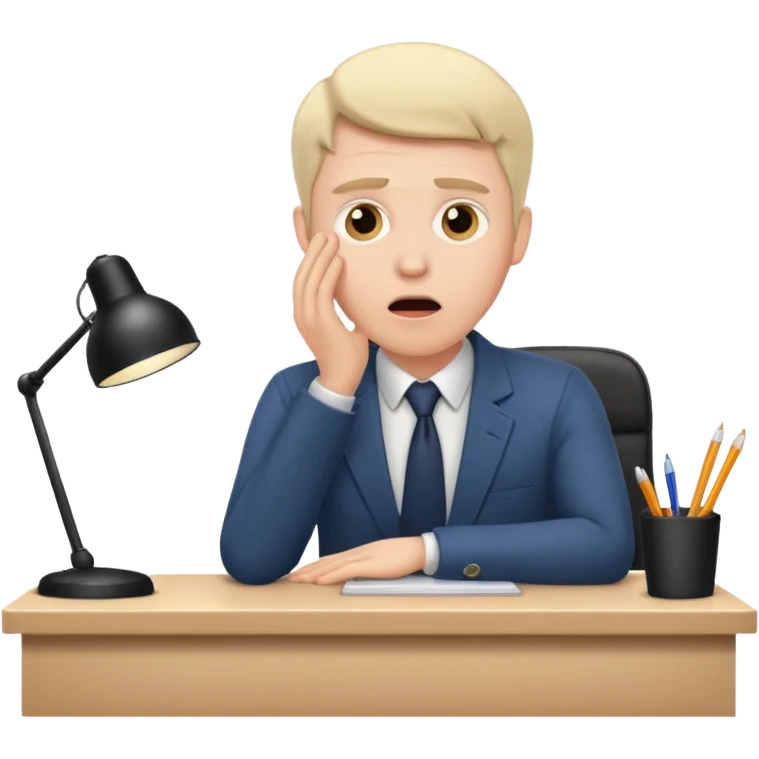 A white man sits at his desk in shock. emoji