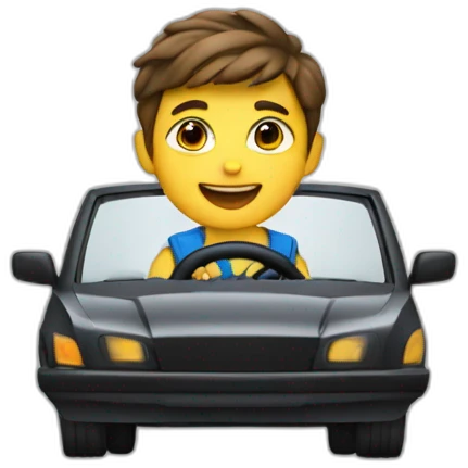 a boy driving a car emoji