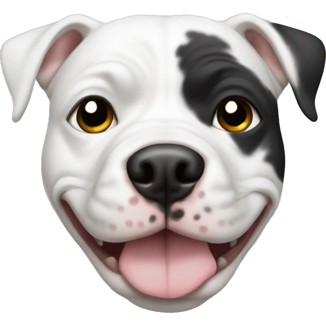 White pitbull with black spot over eye emoji