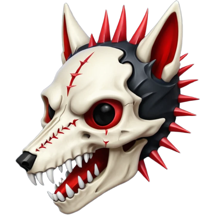 Black hollow wolf-skull with red spikes emoji