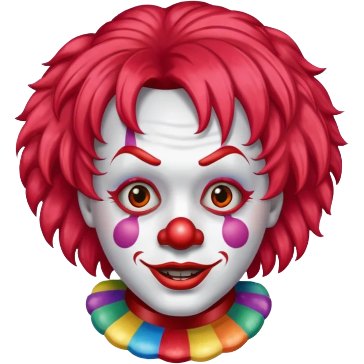 red glitter clown with the neutre facial expression emoji