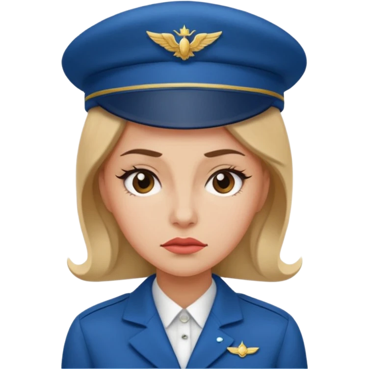 сгенерируй фото женщину с шапкой стюардессы и злая emoji