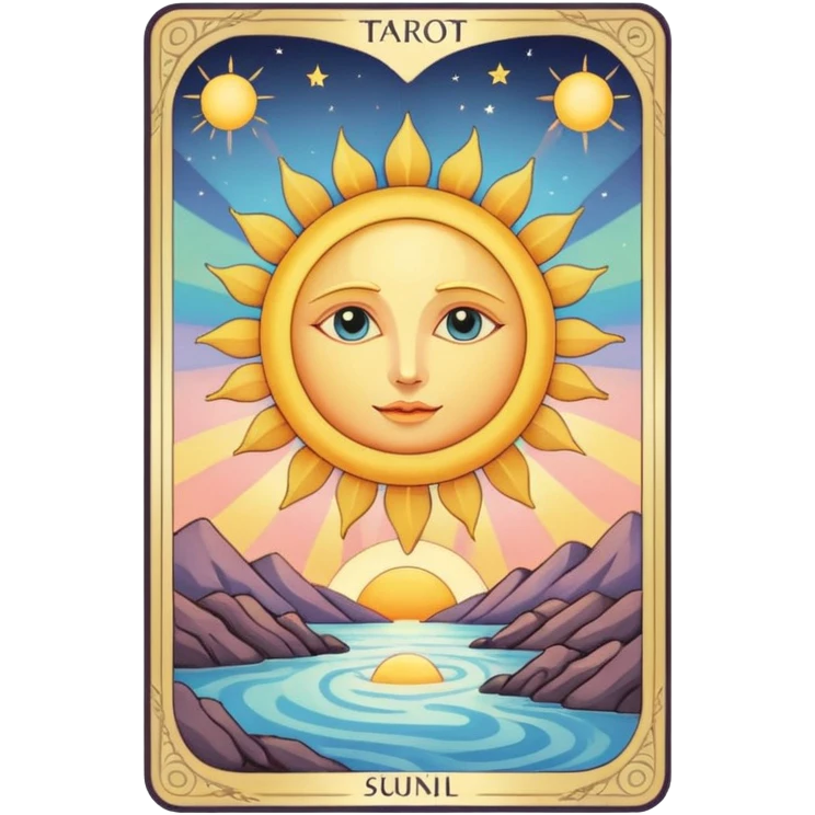 rectangular tarot card with pastel sun emoji