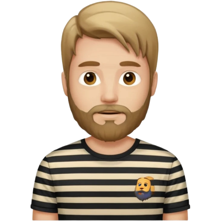 man with long hair and beard wearing vertical striped t-shirt emoji