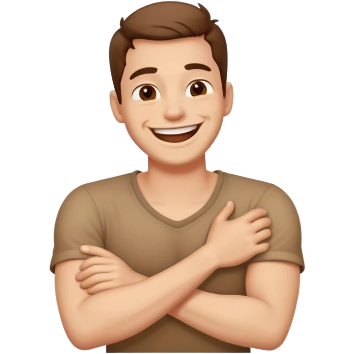Arms crossed holding neck laughing guy emoji