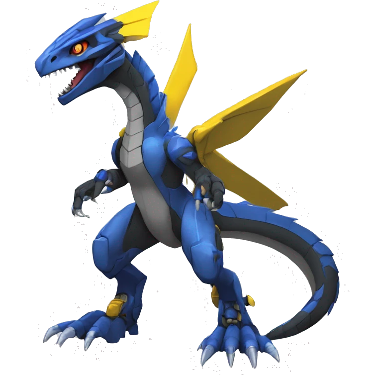  Cool Edgy Black Blue Yellow Digimon-Fakemon-Guilmon-Velociraptor-Dragon-Mecha full body emoji