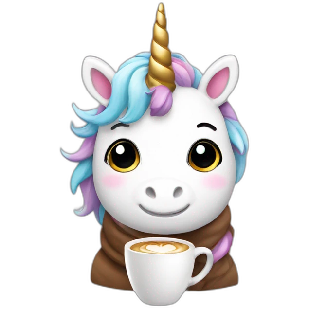 cute Unicorn with a cup of coffee emoji