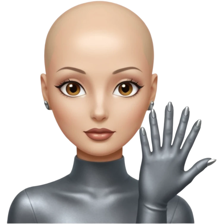 정말 예쁜 미인인데 대머리인 근데 머리 부분만 철로 되어있는
근데 네일도 하고 있는 emoji