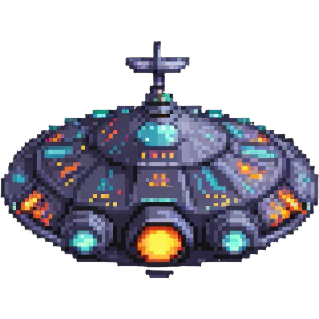Retro flying saucer spaceship with glowing lights emoji