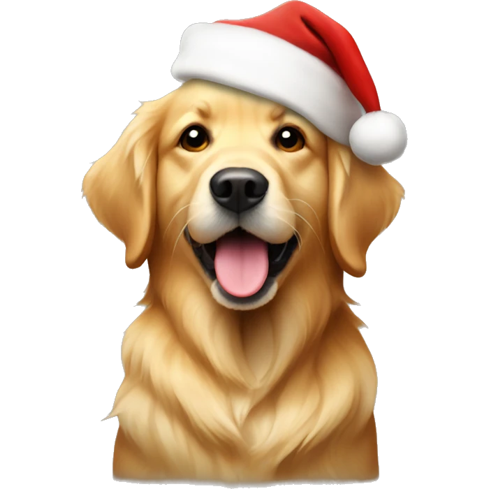 golden retriever with santa hat emoji