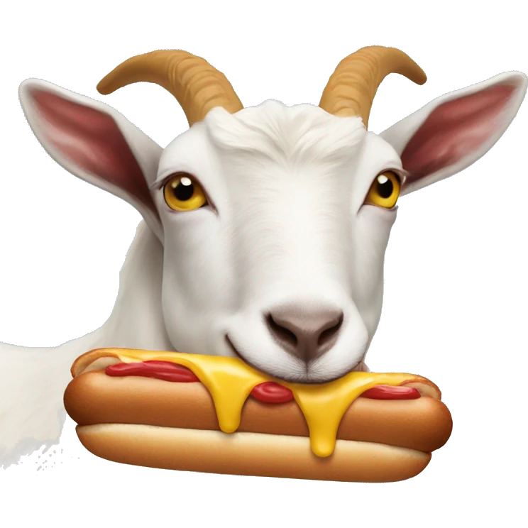 Goat eating a hotdog emoji