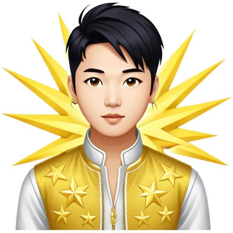 Cinematic Realistic portrait of Sơn Tùng M‑TP, shown as a dynamic pop star with a modern, stylish look and detailed contemporary clothing, illuminated by vibrant, energetic lighting that highlights his star power emoji
