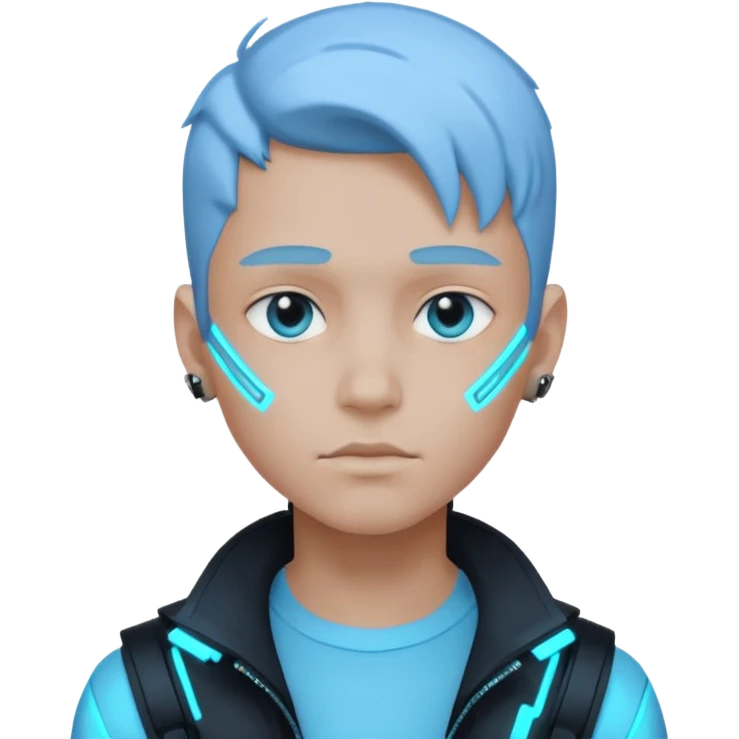 boy neon cyberpunk light blue emoji